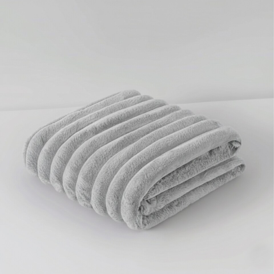 image 1 of Chunky Ribbed Mink Throw Ultra Soft Warm Elegant Blanket for Sofa Or Bed | Silver