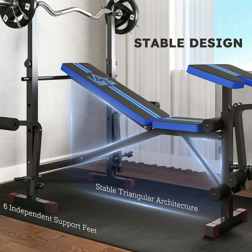 image 1 of HOMCOM Multi-Function Adjustable Weight Training Bench Gym Fitness Lifting