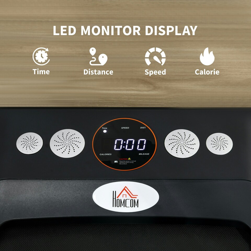 image 1 of HOMCOM Foldable Walking Treadmill w/ LED Display, Orange