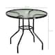 image 5 of Outsunny Outdoor Round Dining Table Tempered Glass Top with Parasol Hole