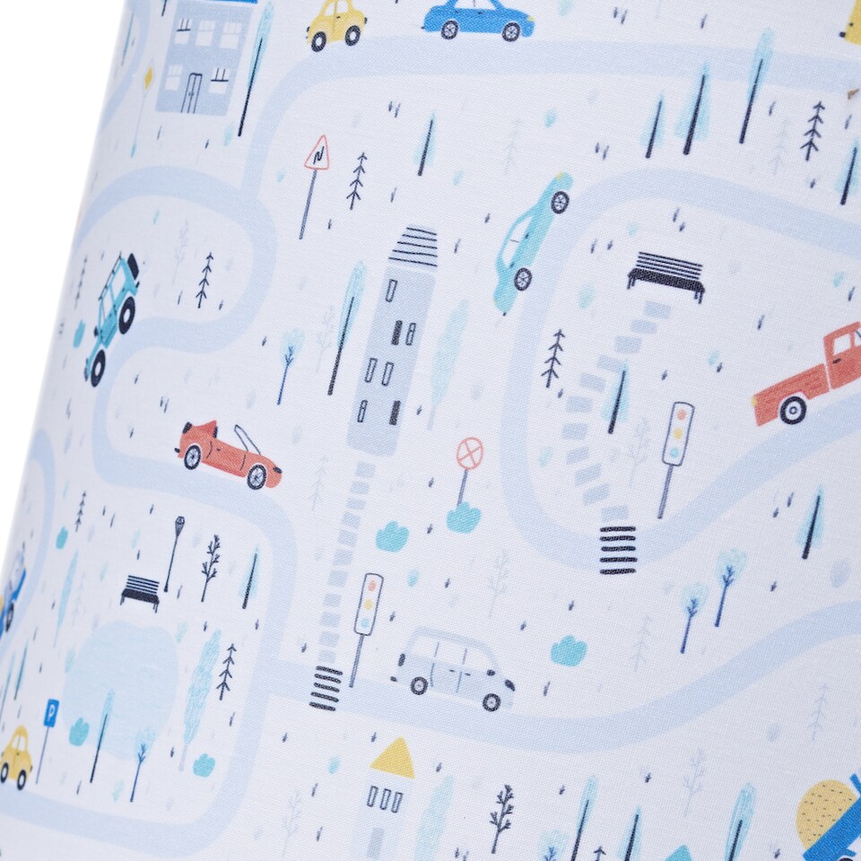 image 1 of Little Ones Play Village Lamp Shade - Town City Car Roads Map with Cars & Trucks | Multi | 10"