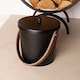 image 4 of Plum Ash Bucket with Leather Handle Black Matte Iron Traditional Style