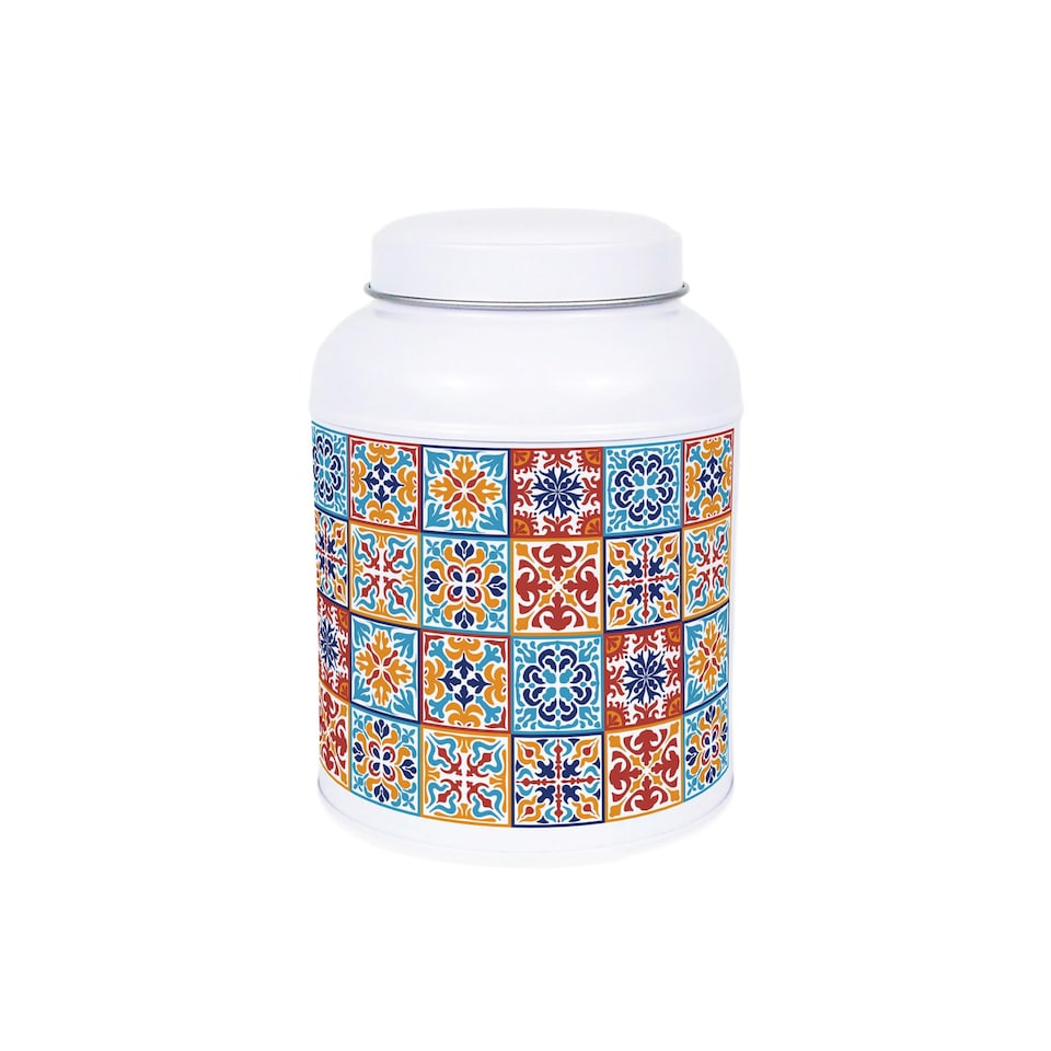 image 1 of Moroccan Tile Peppercorn Canister - Small Domed Lid Kitchen Storage Jar
