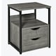 image 1 of HOMCOM End Table Bedside Desk Slim Storage Cabinet with Shelf Brown Grey