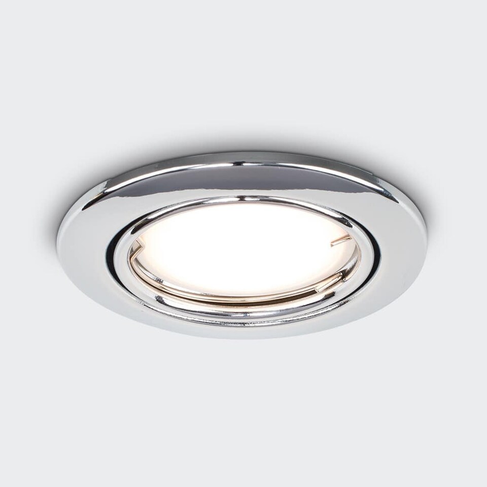 image 1 of ValueLights Downlight Tiltable Fire Rated Chrome Ceiling Light Fitting 20 Pack