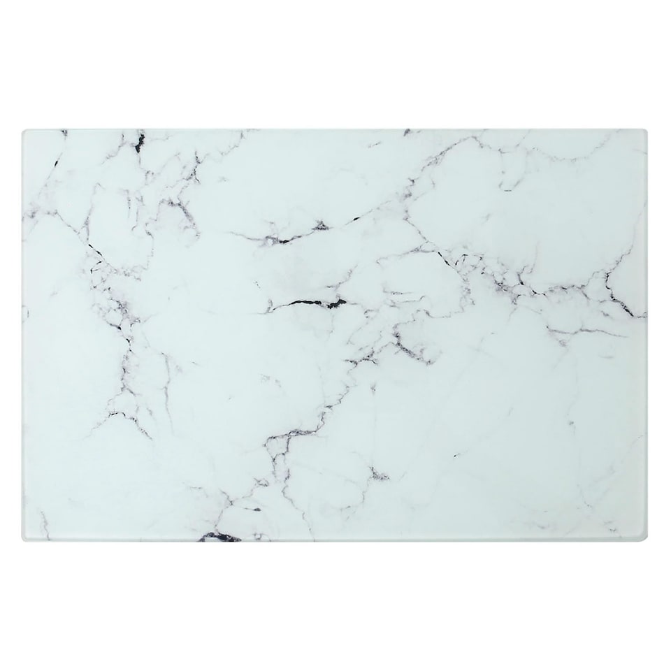 image 1 of Harbour Housewares Rectangle Glass Chopping Board - 50cm x 40cm - Marble | White | Marble