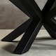 image 3 of Interiors By Premier Contemporary Wood Veneer Top Dining Table With Black Metal Legs, Elegant Dining Table, Sturdy Modern Table Black