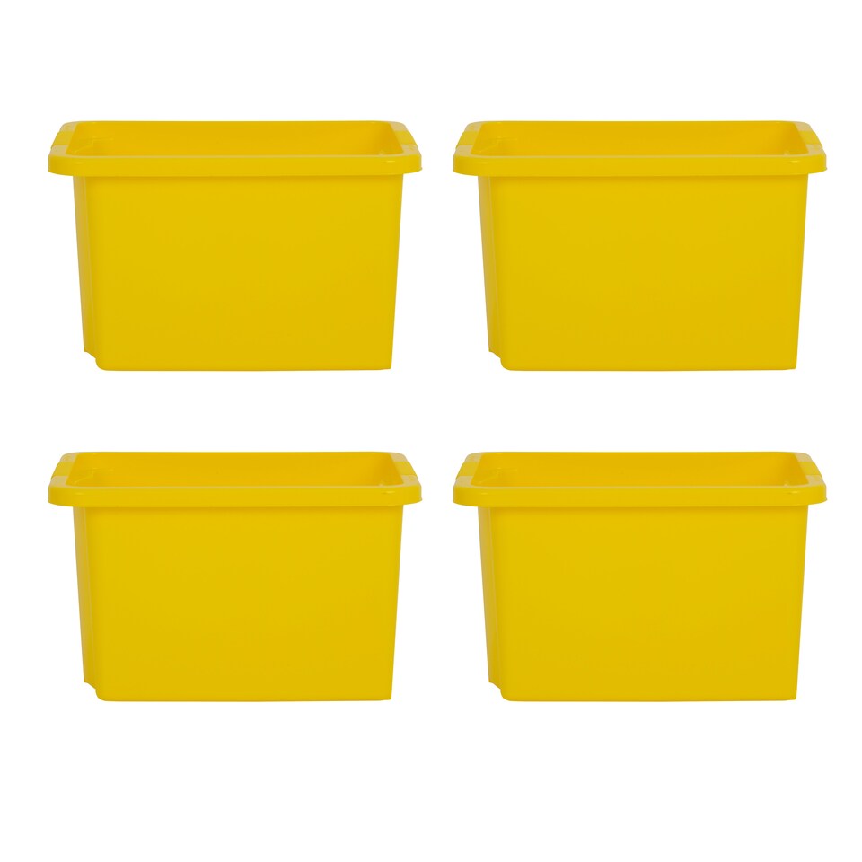 image 1 of Wham Stack & Store 4 x 24L Plastic Storage Boxes | Yellow | 4