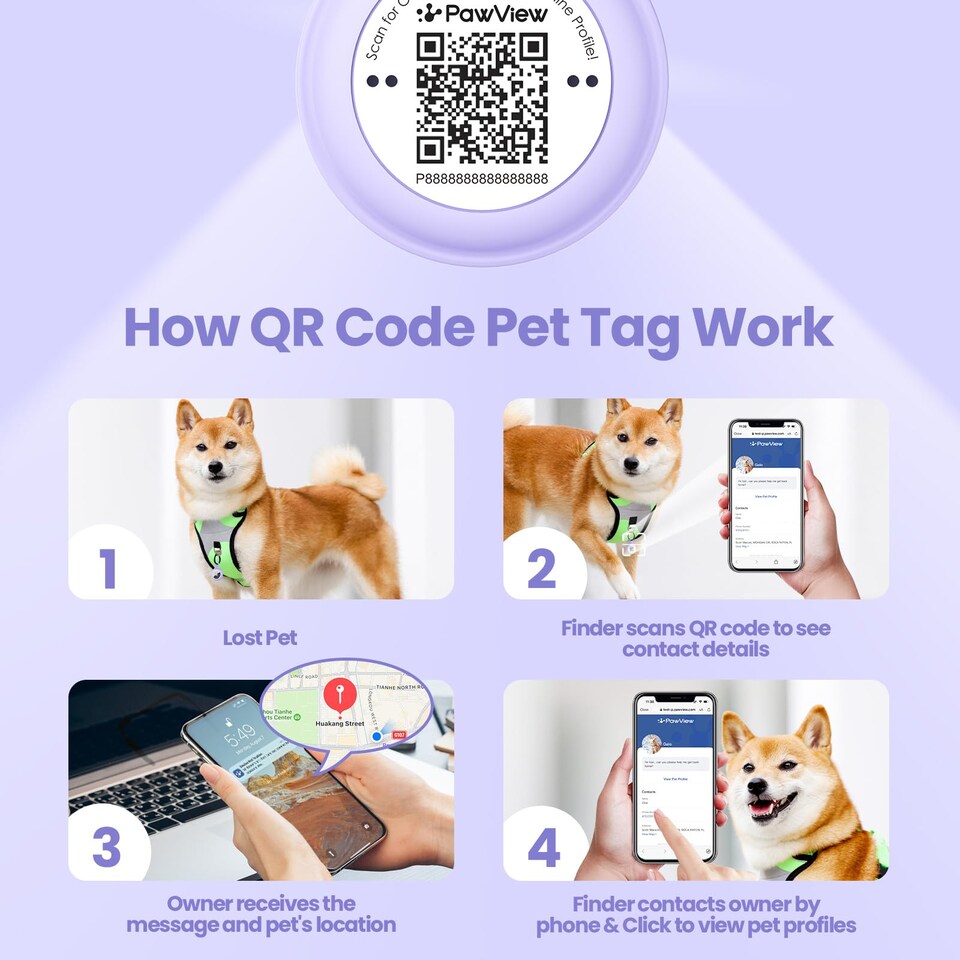 image 1 of AirTag Holder & Collar for Pets GPS Tag & App with Smart QR ID