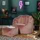 image 3 of icon Sirena Scallop Chair Bean Bag and Footstool Pink Velvet Bean Bags Pink | Pink