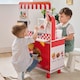 image 2 of Teamson Kids Flip & Fry Burger Shop Wooden Playset in Red with Grill, Fryer, Drinks Station & 29 Accessories
