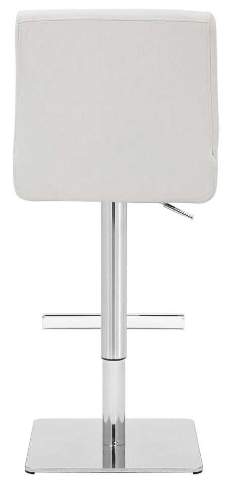 image 1 of Snella White Real Leather Kitchen Bar Stool, Adjustable Height with Weighted Base