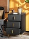 image 5 of SoBuy FBT115-L-SCH,3-Drawer Bedside Table Nightstand with Gold Handles | Black | Black | 1