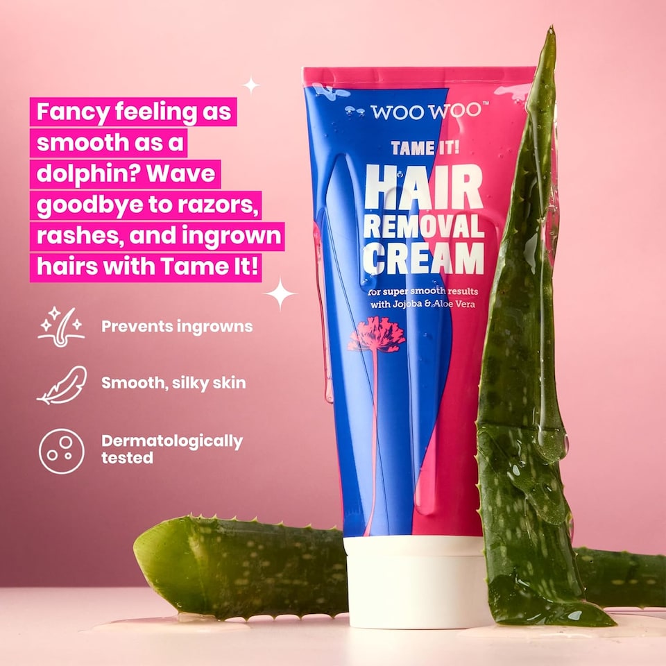 image 1 of WooWoo Tame It Natural Intimate Hair Removal Cream - Painless Vegan Hair Remover For Sensitive Skin - 200ml