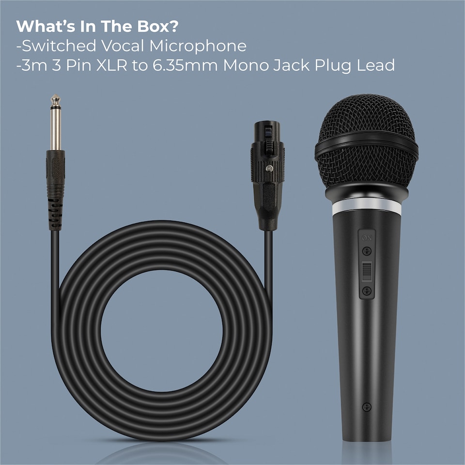 image 1 of Soundlab Dynamic Vocal Microphone With Fixed 3m 6.35mm Jack Lead Black