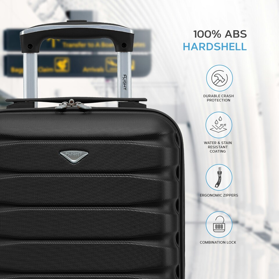 image 1 of 40x30x20cm Wizz Air & Vueling Maximum Size Free Cabin Carry On Lightweight 4 Wheel ABS Hard Case Suitcases Cabin Carry On Hand Luggage | Cream | Cream | Cabin Bag