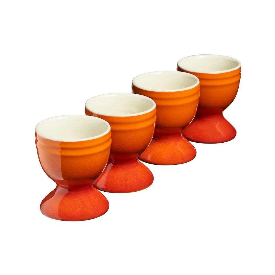 image 1 of Cooks Professional 4 Piece Egg Cup Set | Made From Durable Stoneware | Orange