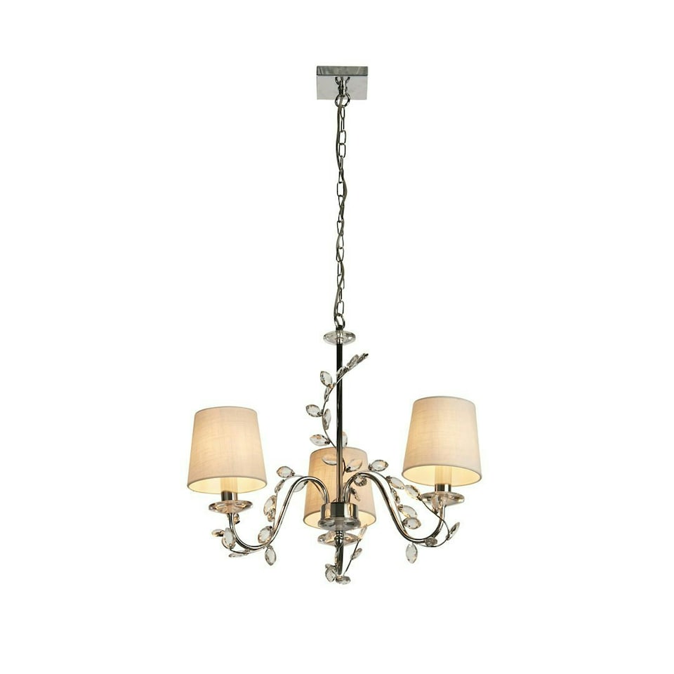 image 1 of Rosie 3 Light Chrome & Clear Glass Trim Shaded Chandelier