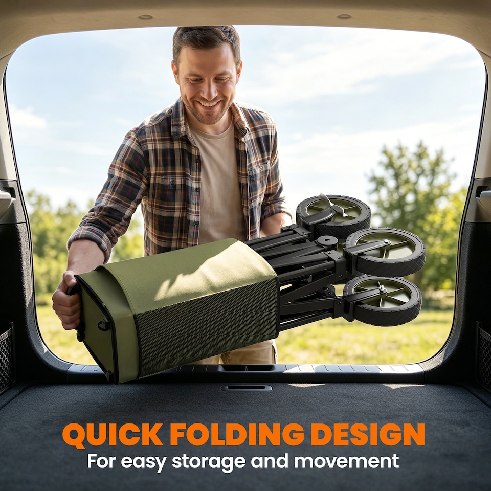 image 1 of Outsunny Folding Wagon Garden Cart Collapsible Camping Trolley for Outdoor