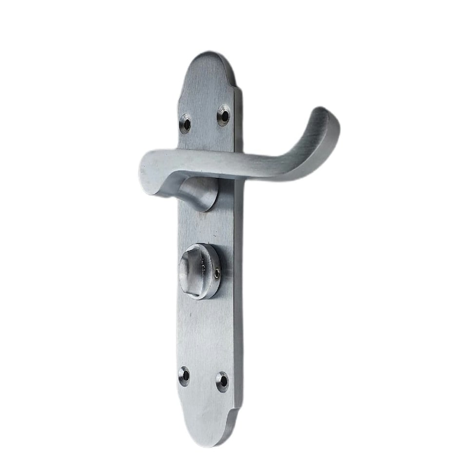 image 1 of Golden Grace Epsom Design Victorian Style Bathroom Door Handles in Satin Brushed Chrome, Internal Pack with Hinges & Latches, Privacy Set - 168mm x 40mm | Grey | 1 Set