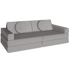 Kids Sofa Lilly - 8-piece, flexible arrangement play sofa, thick padding, removable covers | Grey | grey | Two Seater | 1