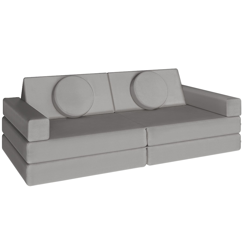 image 1 of Kids Sofa Lilly - 8-piece, flexible arrangement play sofa, thick padding, removable covers | Grey | grey | Two Seater | 1