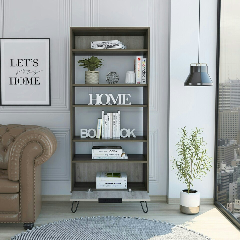 image 1 of Core Products Nevada, Display Bookcase With Door H171.2cm x W72.3cm x D38cm Brown