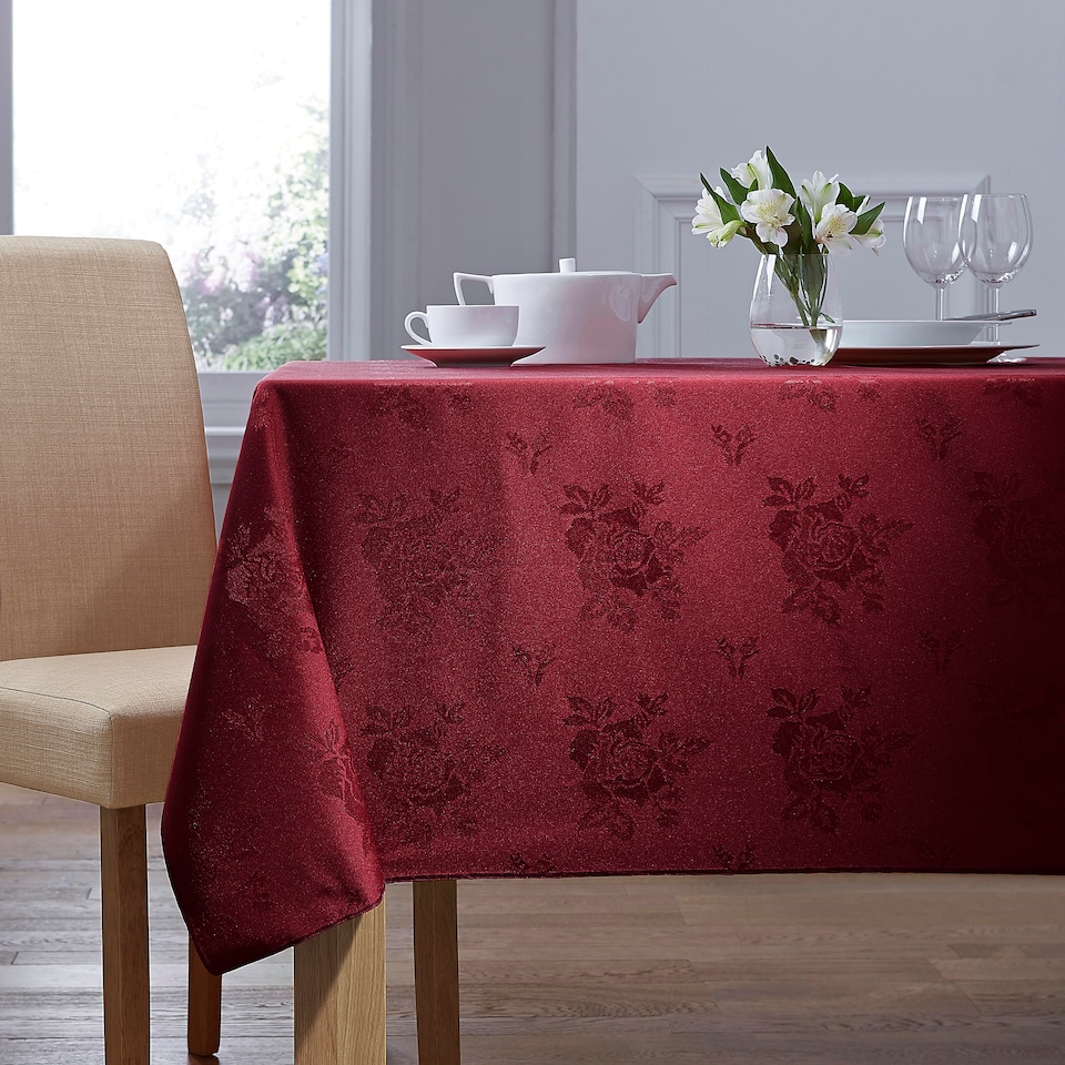 Charlotte Thomas Cezanne Round Tablecloth Burgundy CT Insert - 178cm