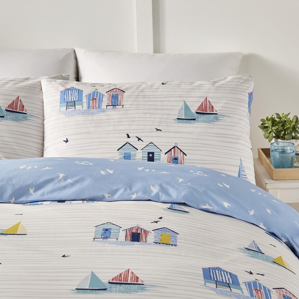 image 1 of Fusion Beach Huts Duvet Cover Set Blue