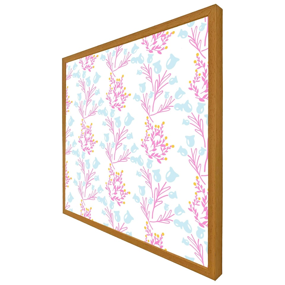 image 1 of Pink & blue flower design (Picture Frame) Brown | Oak | XS