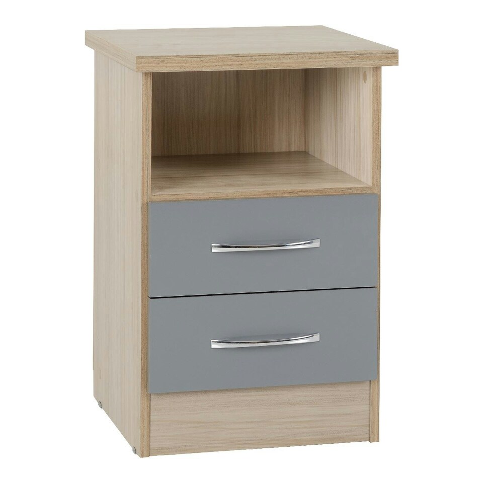image 1 of Nevada 2 Drawer Bedside Cabinet Brown | Rustic Oak