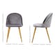 image 6 of Set of 2 Lucia Ergonomic Velvet Dining Chairs with Wooden Legs, Modern Upholstered Accent Chair | Grey