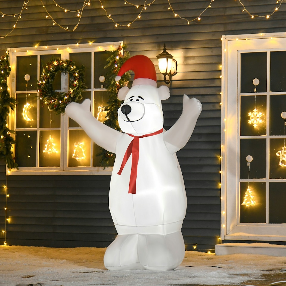 image 1 of HOMCOM 6ft Tall Outdoor Inflatable Bear Lighted Airblown Christmas Lawn Décor