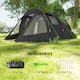 image 7 of Outsunny 3-4 Persons Tunnel Tent, Two Room Camping Tent with Windows, Black