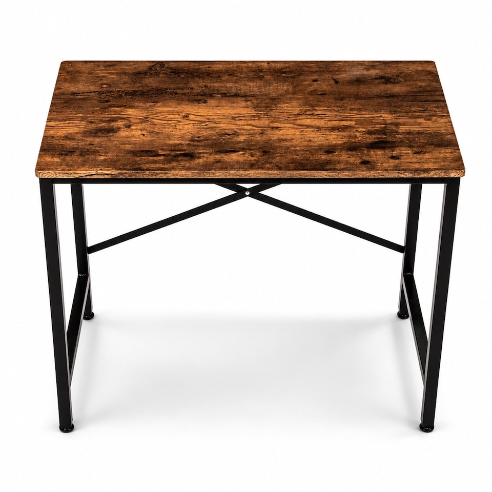 image 1 of 80cm Heavy Duty Industrial Writing Computer Desk Home Office Worktop Table | Brown