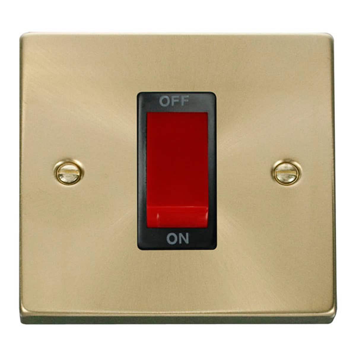 SE HOME Satin Brushed Brass 1 Gang Size 45A Switch Gold Satin Brass