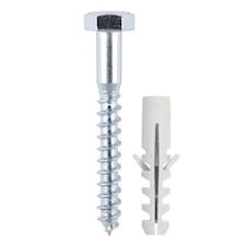 Timco - Coach Screw & Nylon Plugs - Zinc (Size 6.0 x 80 - 2 Pieces)