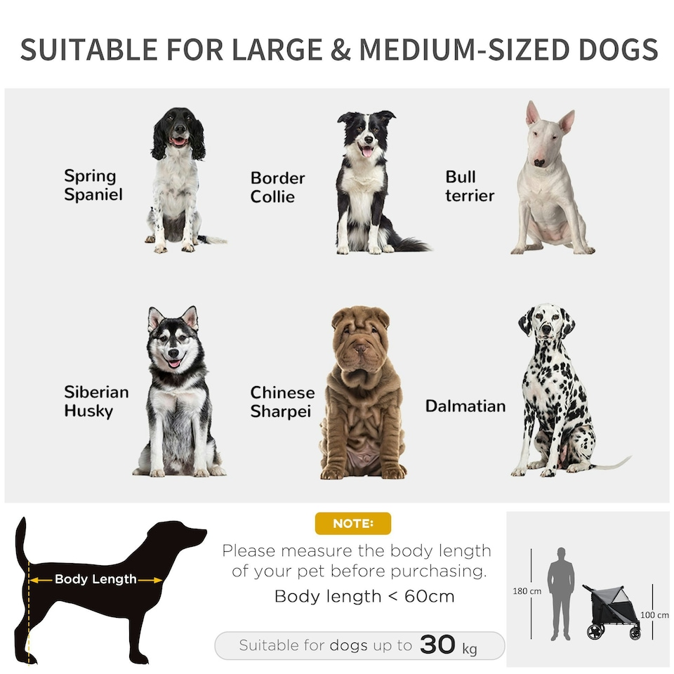 image 1 of PawHut Foldable Dog Carriage w/ Universal Wheels, Shock Absorber - Black