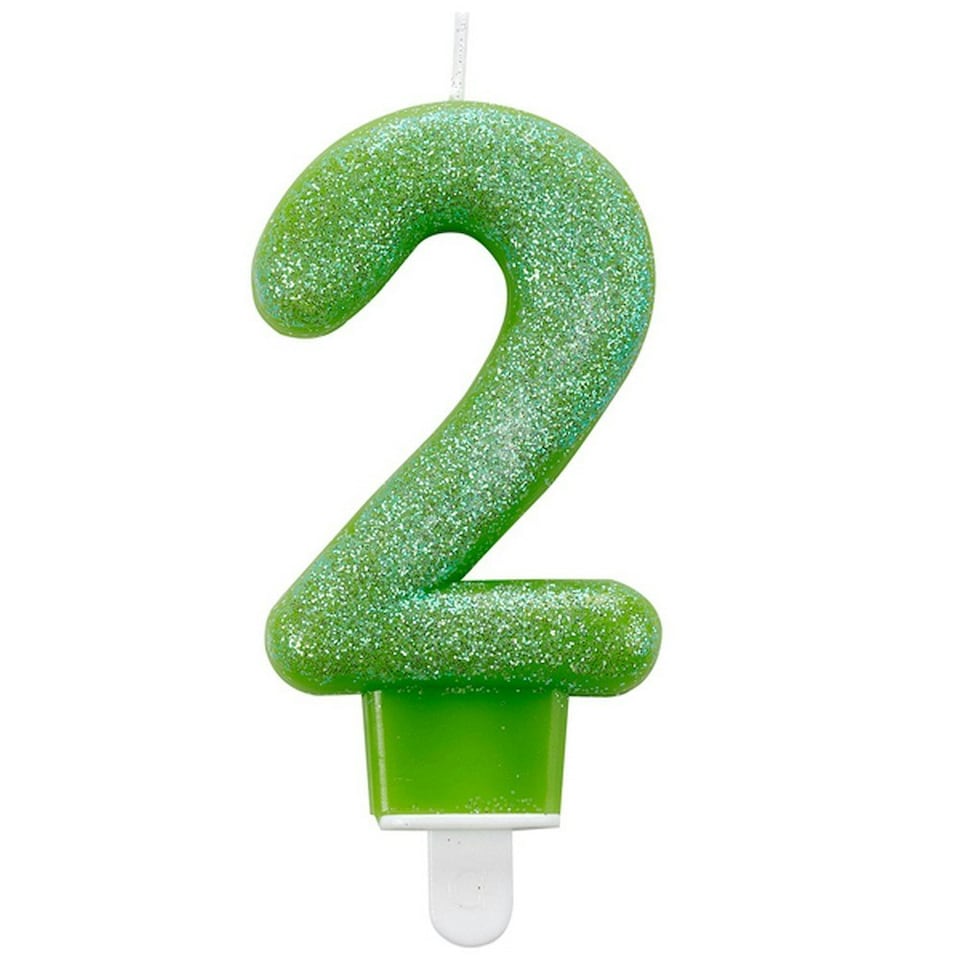 image 1 of Amscan Glitter Birthday Number Candle - Green - 6