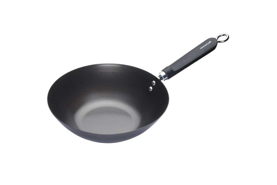 image 1 of KitchenCraft Wok Black Carbon Steel 26.5cm