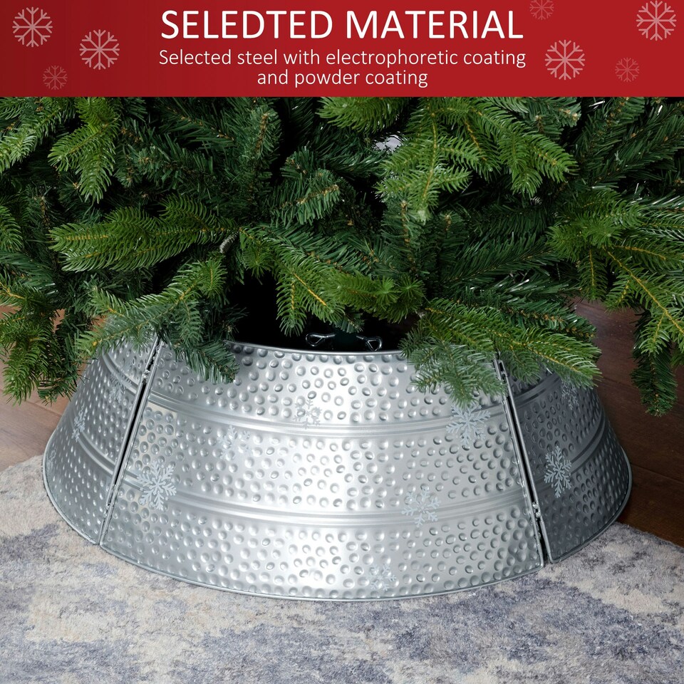 image 1 of HOMCOM 66cm Christmas Tree Collar with Hollow Snowflake Patterns Silver