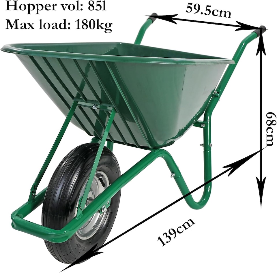 image 1 of Actiasgear – Large 85L Wheelbarrow Plastic Home Garden Stable Building Pneumatic