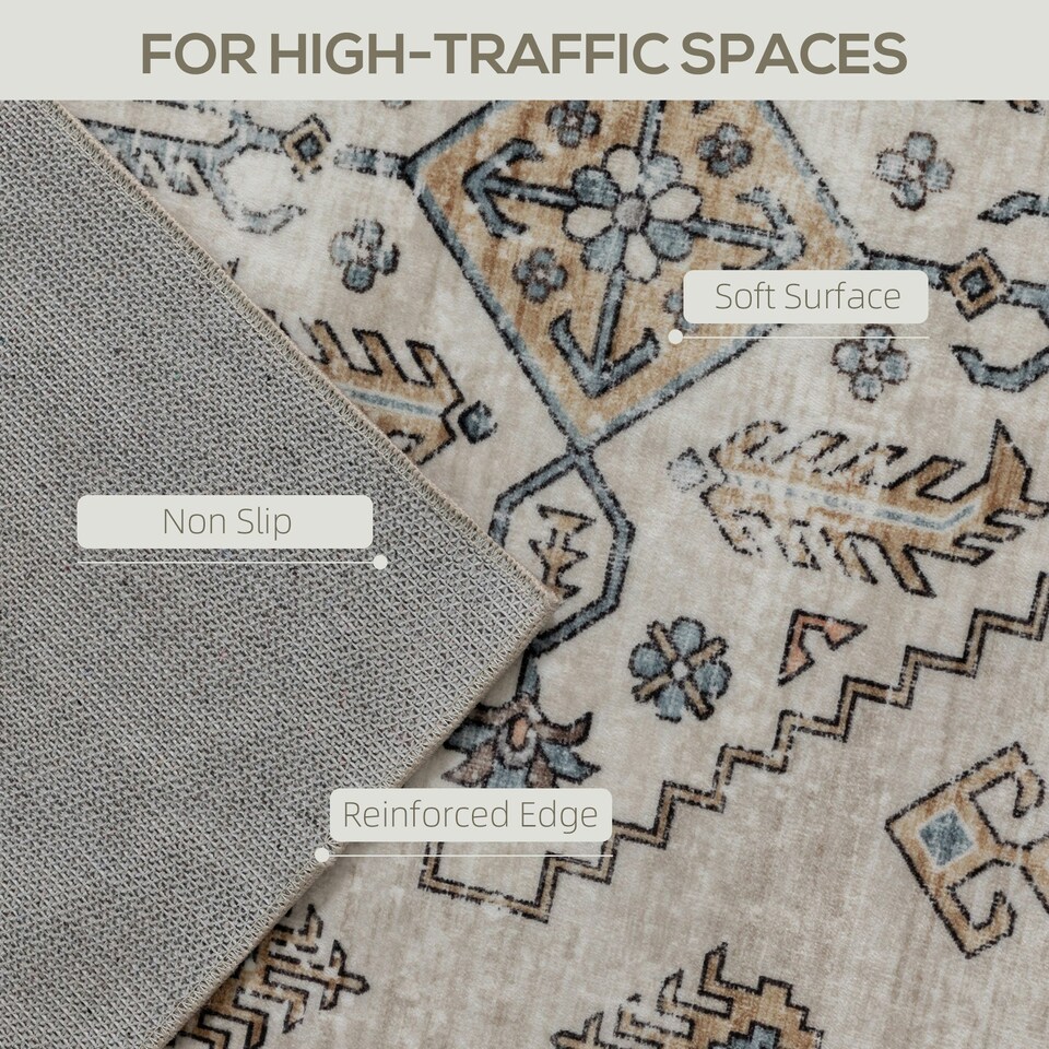 image 1 of HOMCOM Flannel Non-Slip Washable Rug for Living Room, 290 x 200 cm, Beige Cream | Brown, Blue | 290 x 200 cm