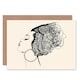 image 1 of Elegant Woman With Headdress Blank White Drawing Modern Art Card