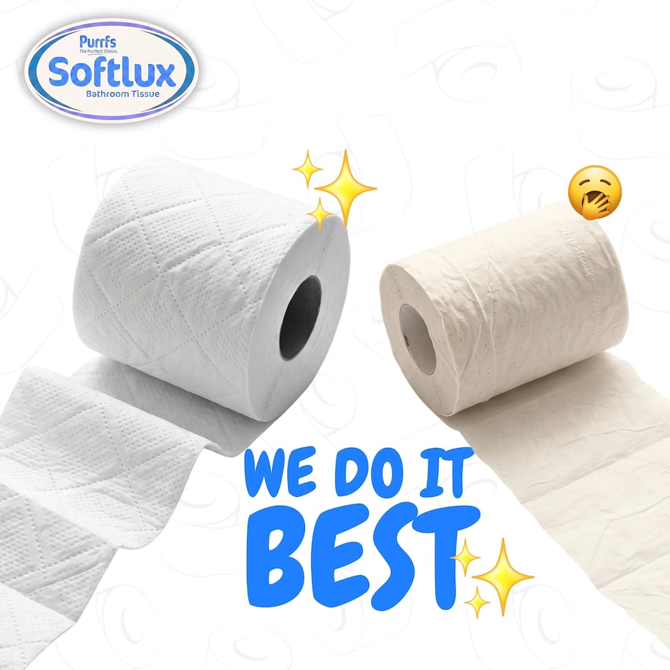 image 1 of Softlux Purrfs 3-Ply, Coconut Scented Quilted & Embossed Toilet Paper, Ultra Soft, Strong & Skin Kind, Premium Bathroom Tissue, 100% Virgin Pulp, Bulk Pack 9 Loo Rolls