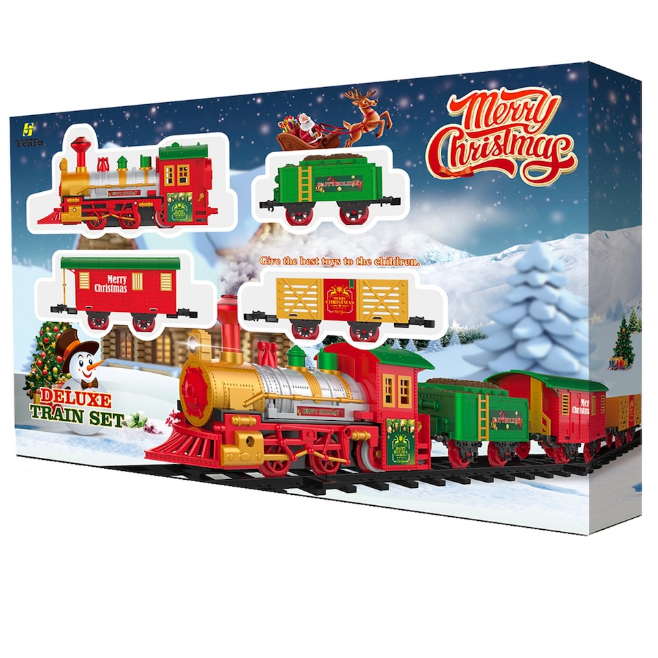 image 1 of Rexco Deluxe Train Set Around Christmas Tree Track Toy Lights Musical Party Xmas Gift