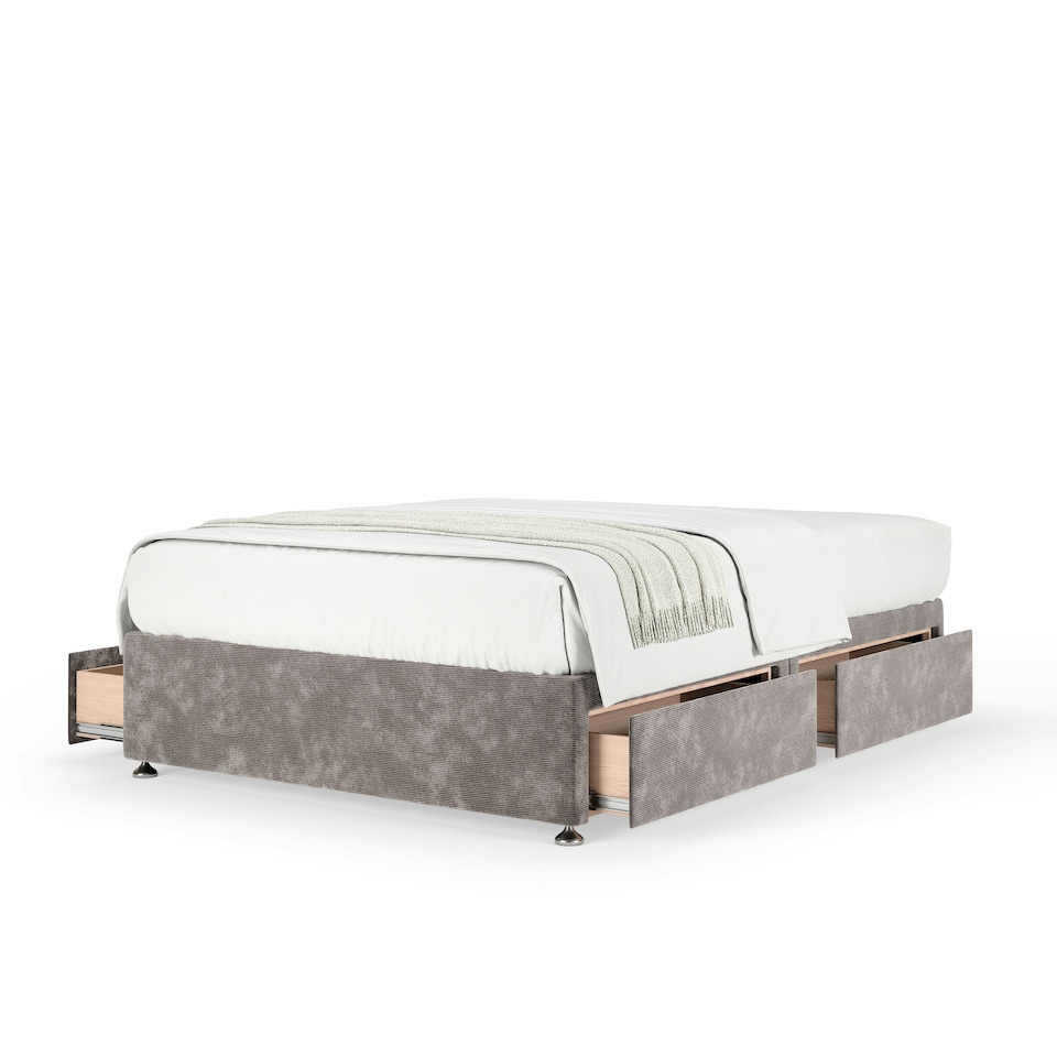 image 1 of Signature Platinum 2000 Pocket Sprung Silver Chenille 4 Drawer Divan Set Small Double