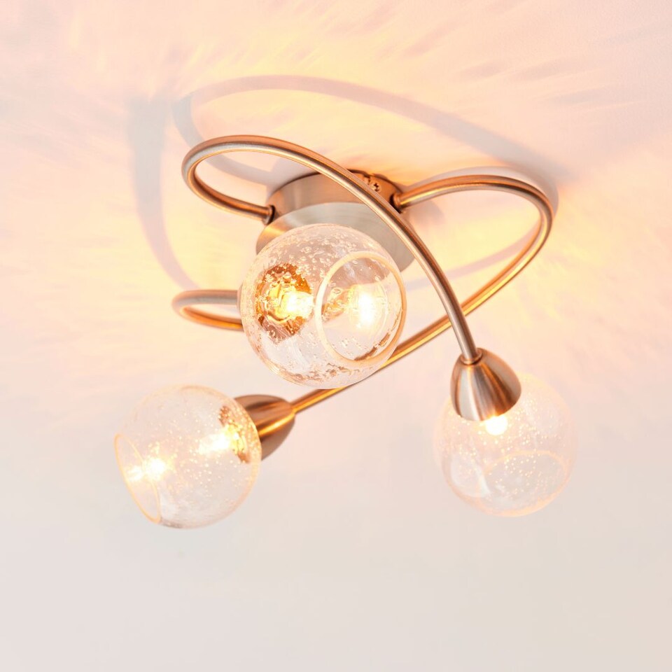 image 1 of Callen Satin Nickel 3 Light Flush Ceiling Light