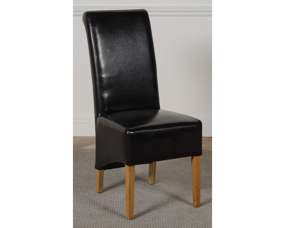 image 1 of Montana Leather Dining Chairs for Dining Room or Kitchen | Black | Black