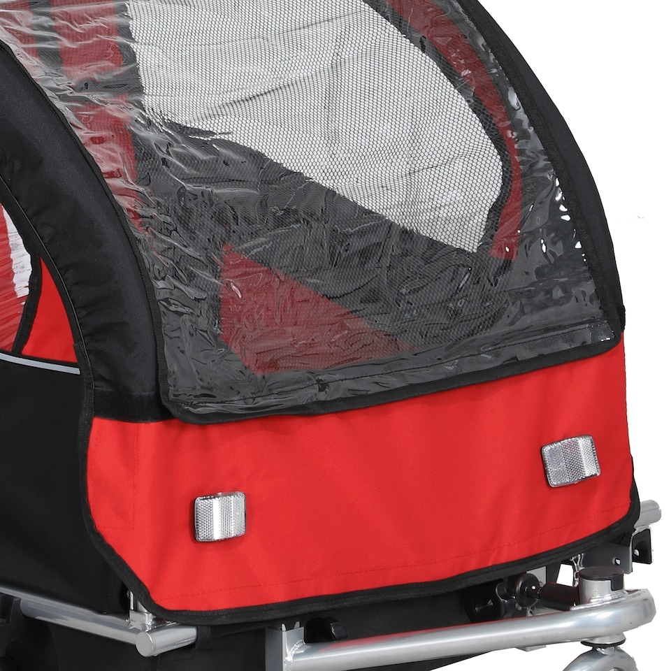 image 1 of HOMCOM 2 Seat Bike Trailer with 5 Point Harness, for 18 Months, Red
